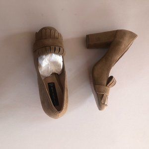 Steven by Steve Madden Tan Suede Kilted Heels